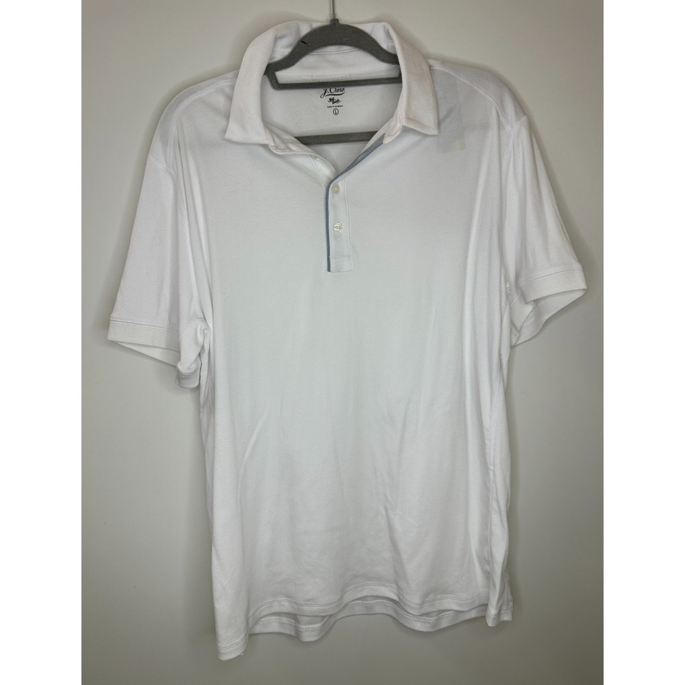 NEW J. Crew Men's Coolmax Performance Polo Shirt White Large Preppy Golf Travel - Picture 2 of 8
